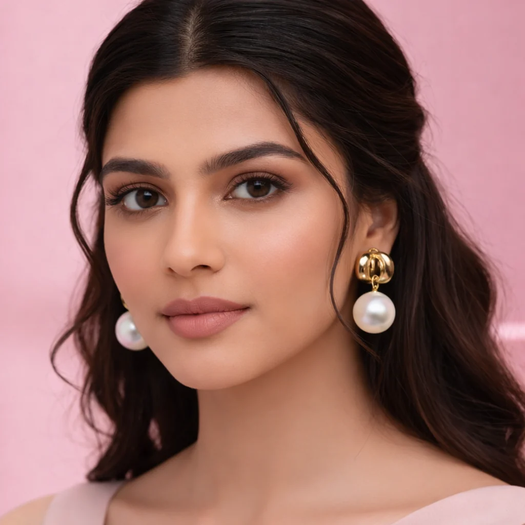 Pearl Drop Minimal Earrings | 18K Gold Plated Waterproof Demi-Fine Jewellery - Image 3